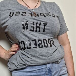 Old Navy Espresso Then Prosecco Gray Graphic Tee